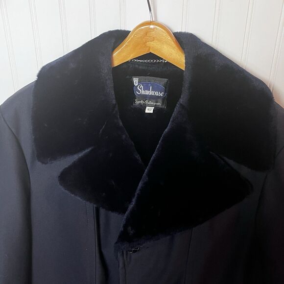 Shanhouse Sports Outerwear Men's Navy Blue Coat Faux Fur Collar & Lining Size 42 - Picture 3 of 9